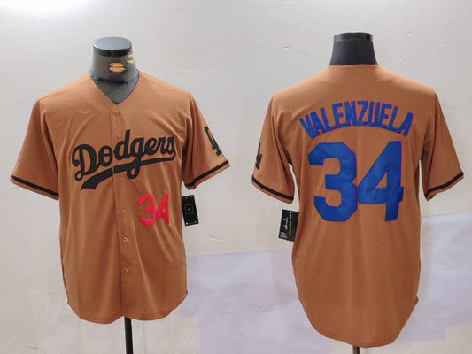 Los Angeles Dodgers #34 Toro Valenzuela Number Olive Cool Base Limited Stitched Baseball Jerseys