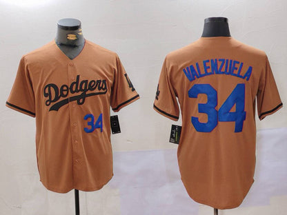 Los Angeles Dodgers #34 Toro Valenzuela Number Olive Cool Base Limited Stitched Baseball Jerseys