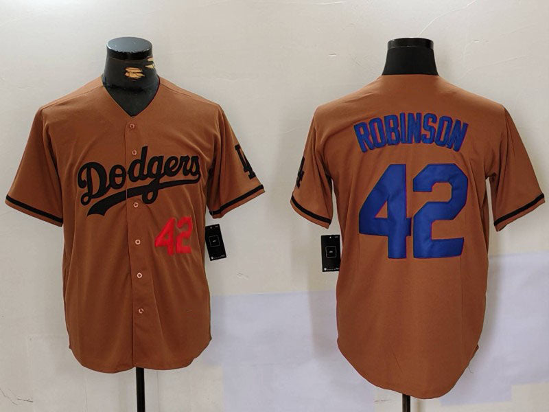 Los Angeles Dodgers #42 Jackie Robinson Number Olive Cool Base Limited Stitched Baseball Jersey