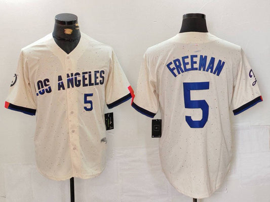 Los Angeles Dodgers #5 Freddie Freeman Number Cream 2024 City Connect Limited Stitched Baseball Jerseys