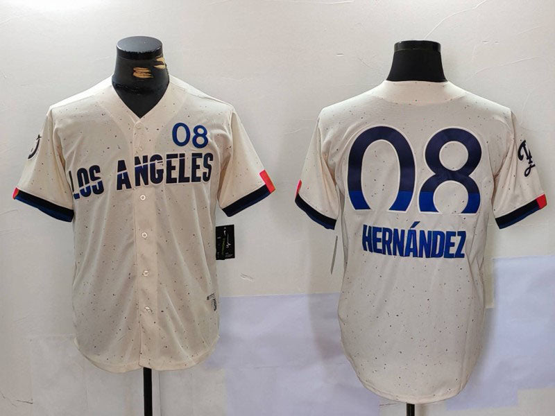 Los Angeles Dodgers #8 Kiké Hernández Cream 2024 City Connect Limited Stitched Baseball Jersey