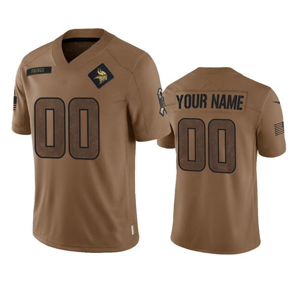 Custom M.Vikings 2023 Brown Salute To Service Limited Stitched Jersey American Football Jerseys