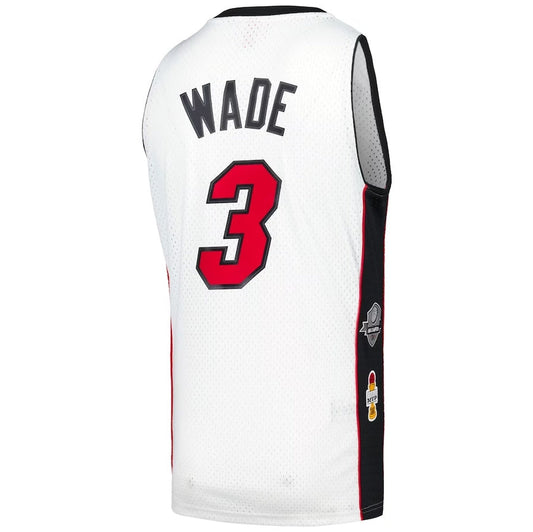 M.Heat #3 Dwyane Wade Mitchell & Ness Unisex Hall of Fame Class of 2023 Throwback Swingman Jersey - White Stitched American Basketball Jersey