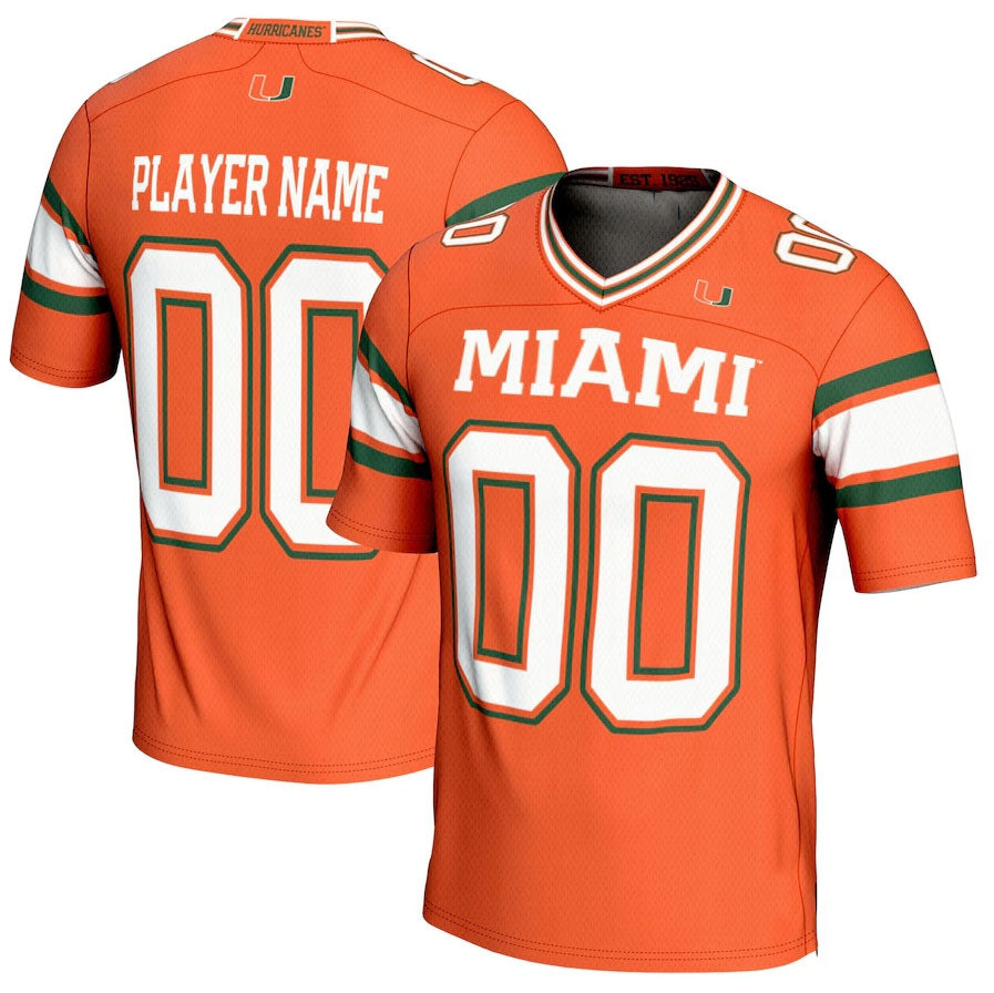 Custom M.Hurricanes GameDay Greats NIL Pick-A-Player Football Jersey - Orange American College Jerseys