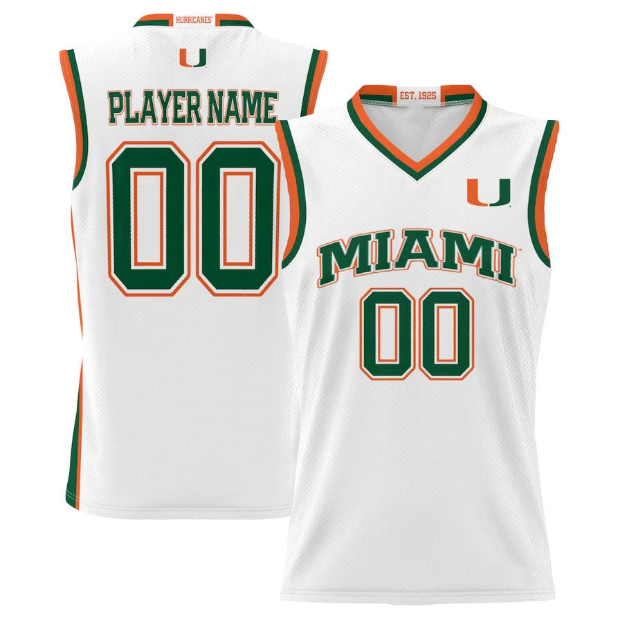 Custom M.Hurricanes GameDay Greats NIL Pick-A-Player Lightweight Basketball Jersey - White American College Jerseys