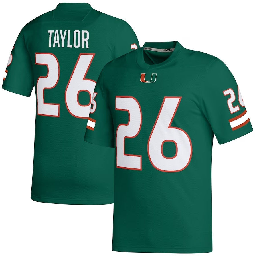 M.Hurricanes #26 Sean Taylor Retired Football Player Jersey - Green American College Jerseys