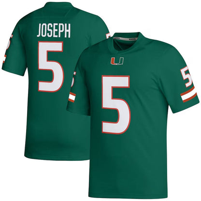 M.Hurricanes #5 Ray Ray Joseph NIL Football Player Jersey - Green American College Jerseys