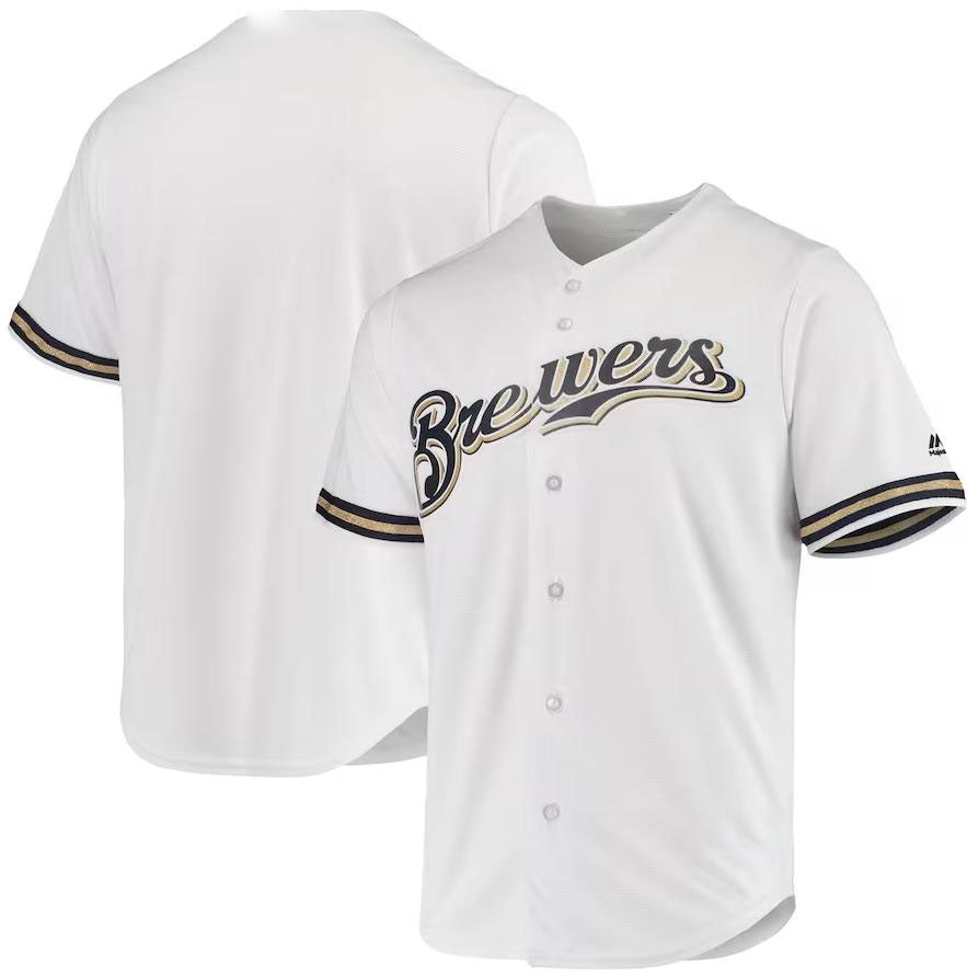 Milwaukee Brewers White Majestic Team Official Jersey Baseball Jersey