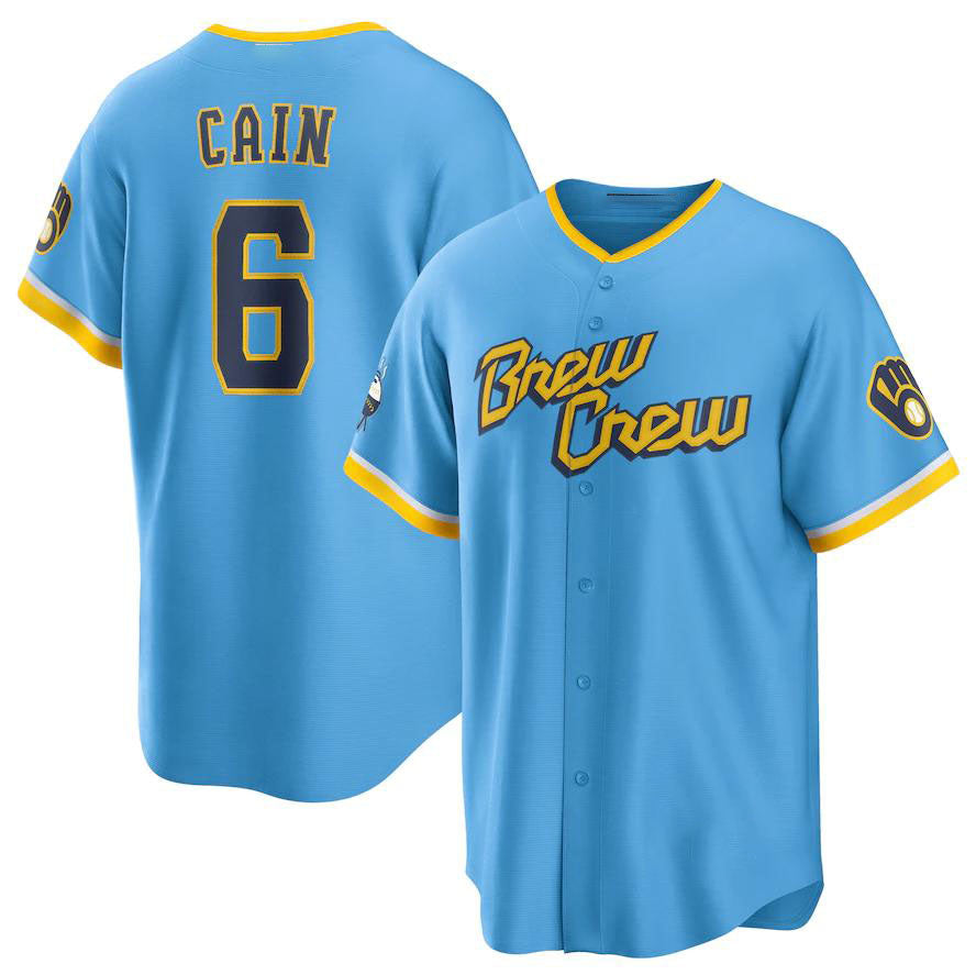 Milwaukee Brewers #6 Lorenzo Cain Powder Blue 2022 City Connect Replica Player Jersey Baseball Jerseys