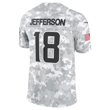 M.Vikings #18 Justin Jefferson Arctic Camo 2024 Salute to Service Limited Stitched American Football Jerseys