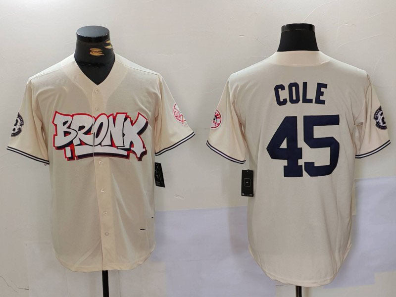 New York Yankees #45 Gerrit Cole Cream Limited Stitched Baseball Jersey