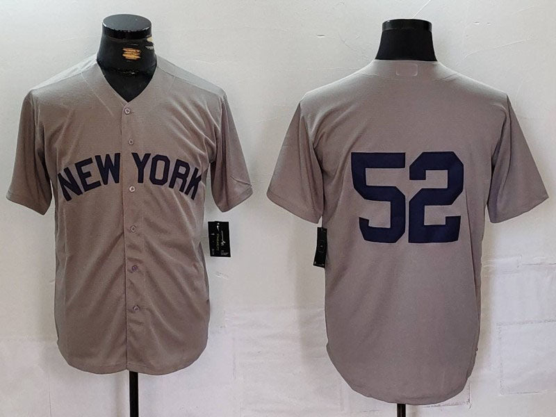 New York Yankees #52 CC Sabathia Grey Cool Base Stitched Baseball Jersey