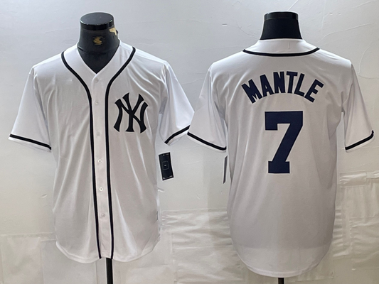 New York Yankees #7 Mickey Mantle White Fashion Cool Base  Baseball Jersey