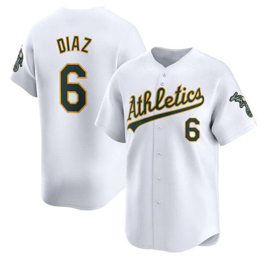 Oakland Athletics #6 Jordan Diaz White Home Limited Stitched Baseball Jersey