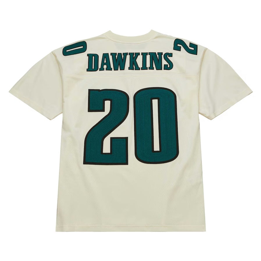 P.Eagles #20 Brian Dawkins Mitchell & Ness Chainstitch Legacy Jersey - Cream Stitched American Football Jerseys