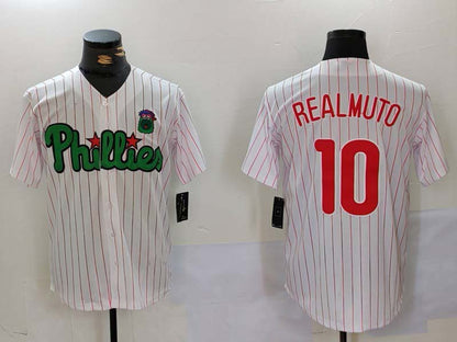 Philadelphia Phillies #10 J.T. Realmuto White Green Cool Base Stitched Baseball Jersey