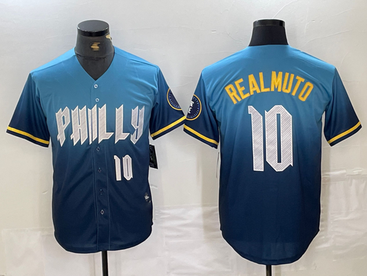 Philadelphia Phillies #10 JT Realmuto Number Blue 2024 City Connect Limited Stitched Baseball Jerseys