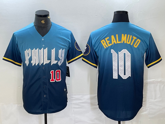 Philadelphia Phillies #10 JT Realmuto Number Blue 2024 City Connect Limited Stitched Baseball Jerseys