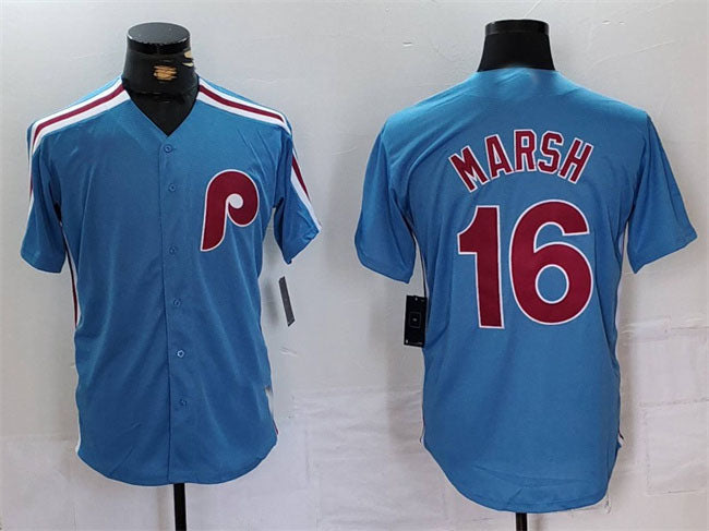 Philadelphia Phillies #16 Brandon Marsh Blue Cool Base Stitched Baseball Jersey