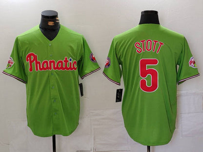 Philadelphia Phillies #5 Bryson Stott Green With Patch Stitched Cool Base Baseball Jersey