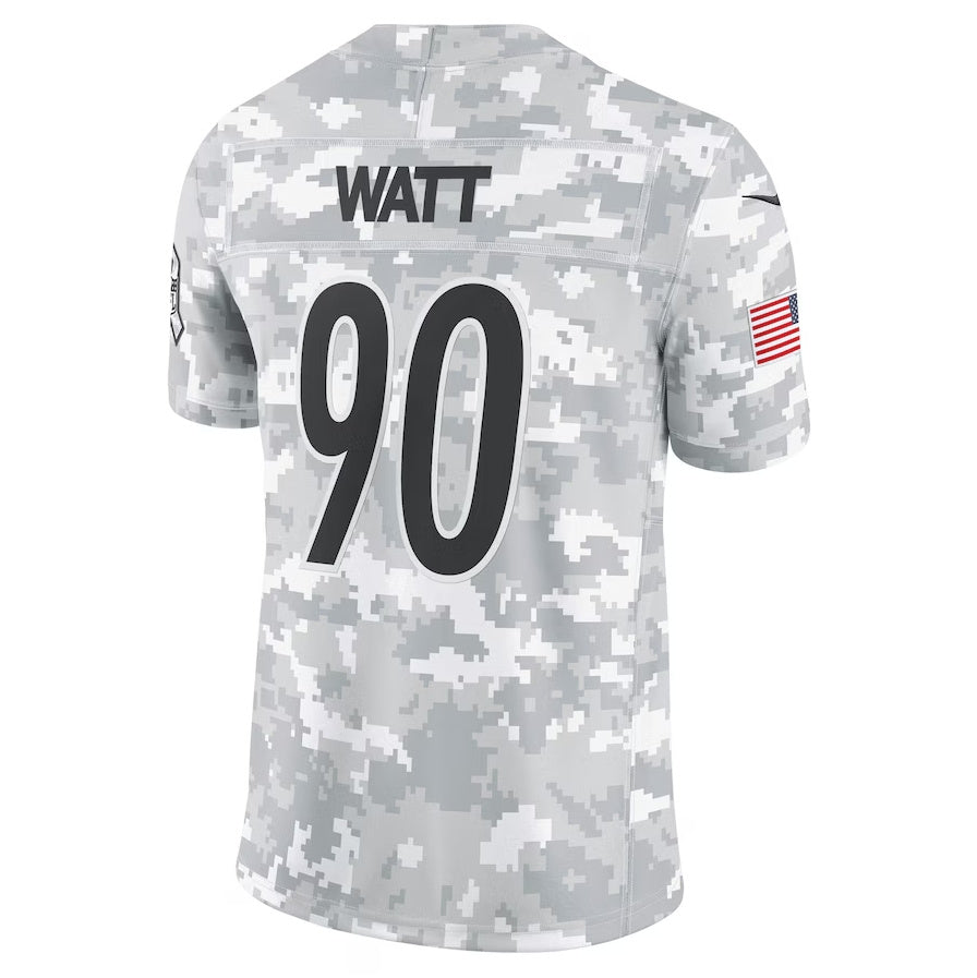 P.Steelers #90 T.J. Watt Arctic Camo 2024 Salute to Service Limited Stitched American Football Jerseys