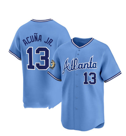 Atlanta Braves #13 Ronald Acuna Jr. Blue Alternate Jersey Stitches Baseball Jerseys