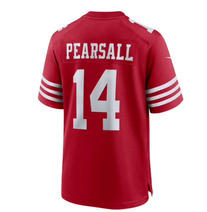 SF.49ers #14 Ricky Pearsall 2024 Draft First Round Pick Player Game Jersey - Scarlet American Football Jerseys