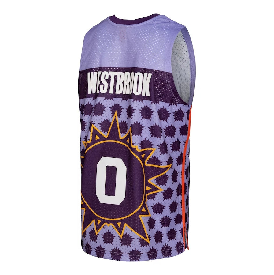 H.Rockets #0 Russell Westbrook Mitchell & Ness 2009 Rising Stars Swingman Jersey - Purple Stitched American Basketball Jersey