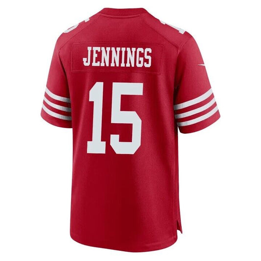 SF. 49ers #15 Jauan Jennings Red Team Game Jersey - Scarlet Stitched American Football Jerseys