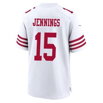 SF. 49ers #15 Jauan Jennings White Team Game Jersey - Scarlet Stitched American Football Jerseys