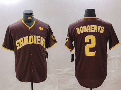 San Diego Padres #2 Xander Bogaerts Brown With PS Patch Cool Base Stitched Baseball Jersey