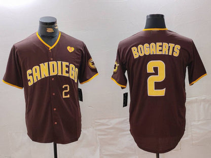 San Diego Padres #2 Xander Bogaerts Brown With PS Patch Cool Base Stitched Baseball Jersey