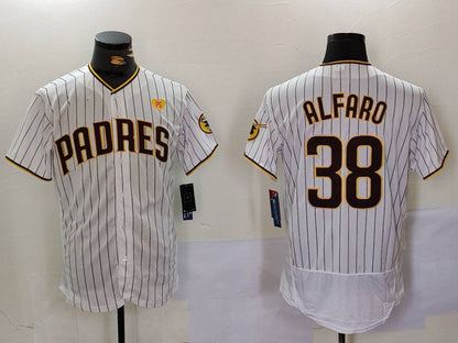 San Diego Padres #38 Jorge Alfaro White With PS Patch Stitched Flex Base Baseball Jersey