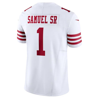 SF. 49ers #1 Deebo Samuel Sr Vapor F.U.S.E. Limited Jersey - White American Football Jersey