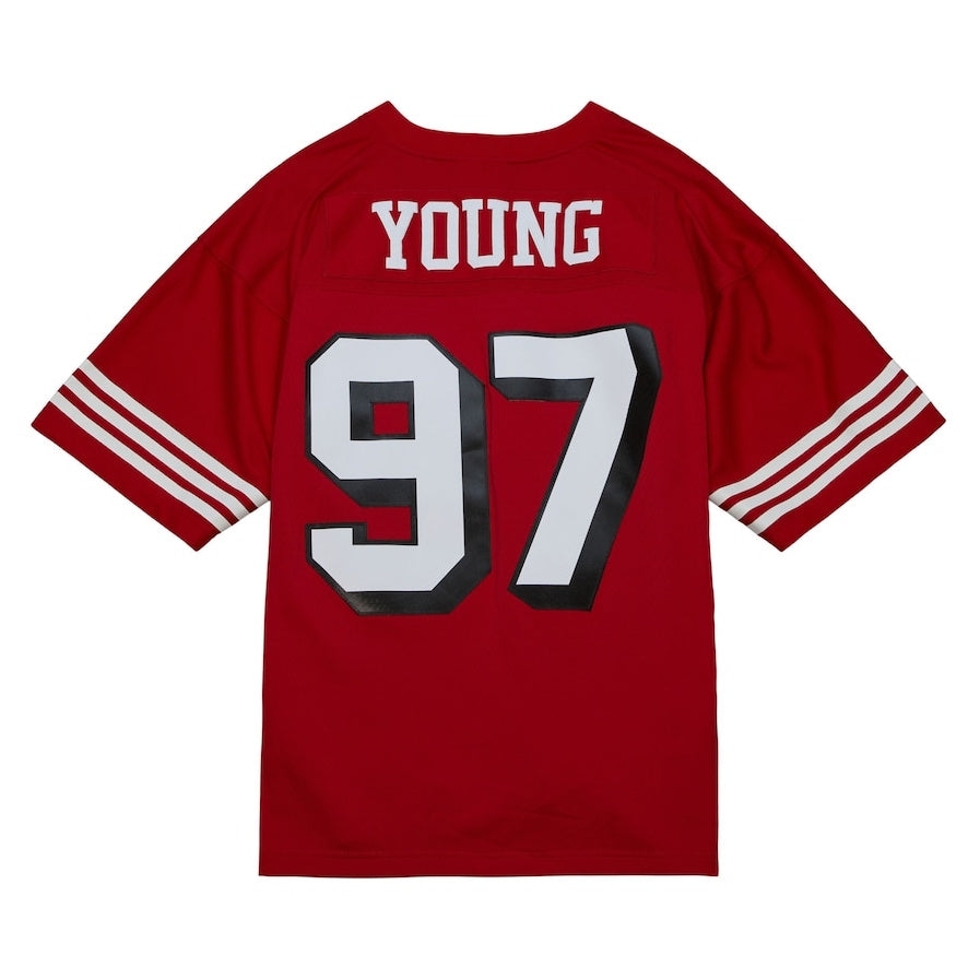 SF.49ers #97 Bryant Young Mitchell & Ness Legacy Replica Jersey - Scarlet Stitched American Football Jerseys