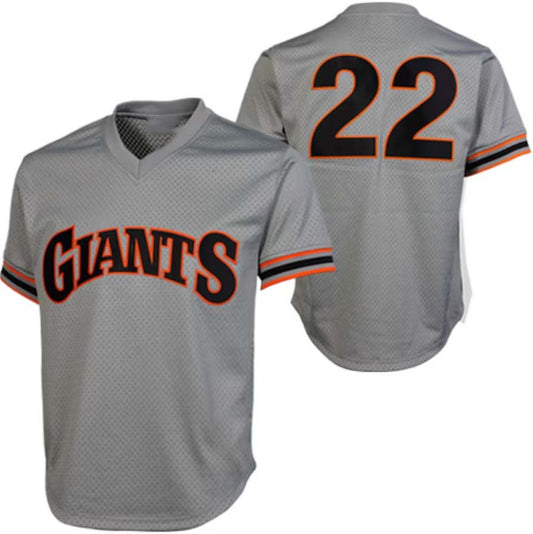 San Francisco Giants #22 Will Clark Mitchell & Ness  1989 Authentic Cooperstown Collection Batting Practice Jersey - Gray Baseball Jerseys