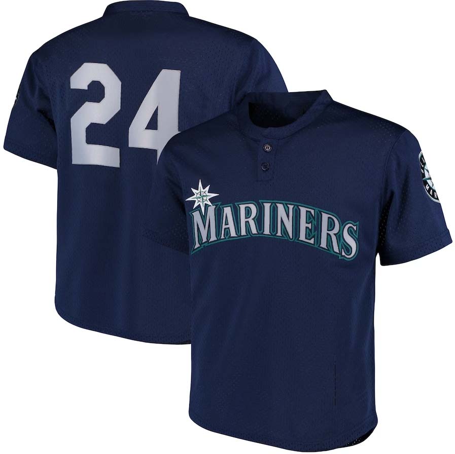 Seattle Mariners #24 Ken Griffey Jr. Mitchell & Ness Cooperstown Collection Mesh Batting Practice Jersey - Navy Baseball Jerseys