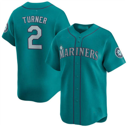 Seattle Mariners #2 Justin Turner Aqua Alternate Limited Stitched Baseball Jersey