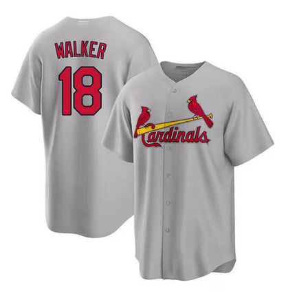 St. Louis Cardinals #18 Jordan Walker Grey Cool Base Stitched Baseball Jersey