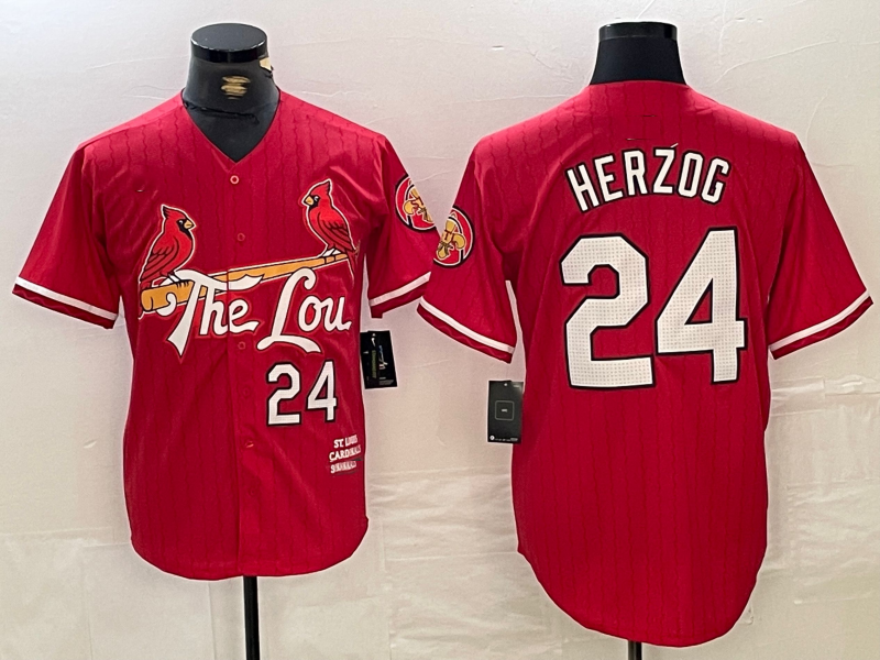 St Louis Cardinals #24 Whitey Herzog Red 2024 City Connect Limited Stitched Baseball Jersey