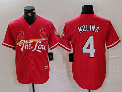 St Louis Cardinals #4 Yadier Molina Red 2024 City Connect Stitched Baseball Jersey