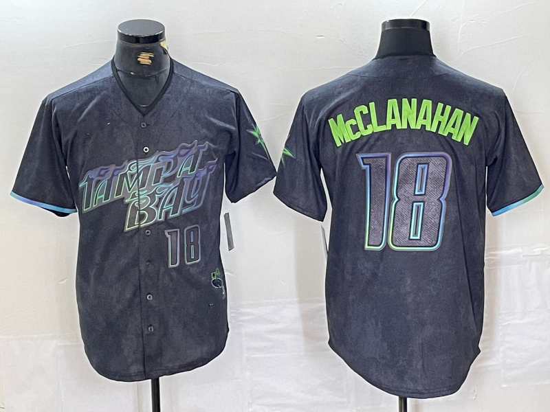 Tampa Bay Rays #18 Shane McClanahan Number Charcoal 2024 City Connect Limited Stitched Baseball Jerseys