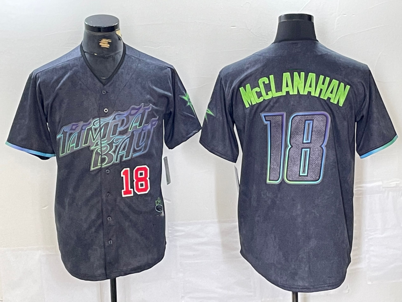 Tampa Bay Rays #18 Shane McClanahan Number Charcoal 2024 City Connect Limited Stitched Baseball Jerseys