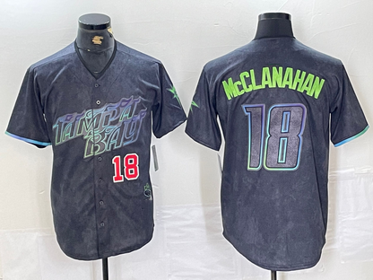 Tampa Bay Rays #18 Shane McClanahan Number Charcoal 2024 City Connect Limited Stitched Baseball Jerseys