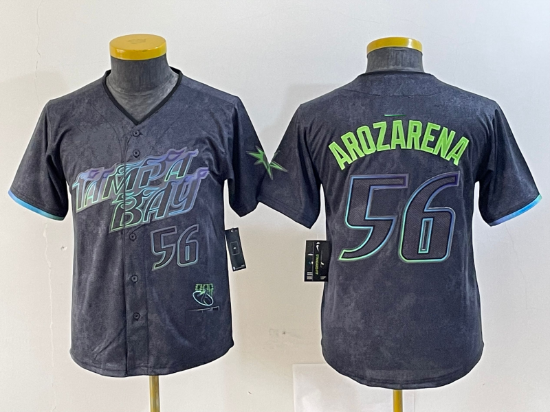 Tampa Bay Rays #56 Randy Arozarena Number Charcoal 2024 City Connect Limited Stitched Baseball Jerseys