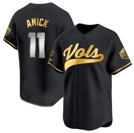 T.Volunteers #11 Billy Amick Black Gold 2024 Champions Vapor Limited Stitched American College Jerseys