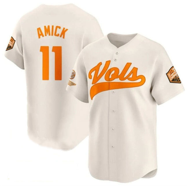 T.Volunteers #11 Billy Amick Cream 2024 Champions Vapor Limited Stitched American College Jerseys