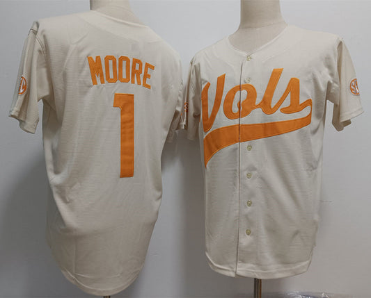 T.Volunteers #1 Christian Moore White Stitched American College Jerseys