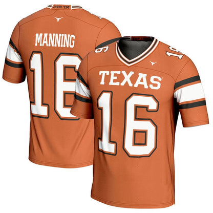 T.Longhorns #16 Arch Manning GameDay Greats NIL Player Football Jersey - Texas Orange American College Jerseys