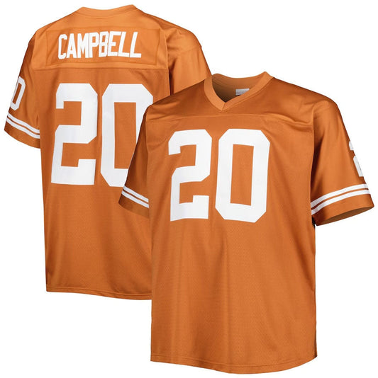 T.Longhorns #20 Earl Campbell Mitchell & Ness Big & Tall Legacy Jersey - Texas Orange American College Jerseys